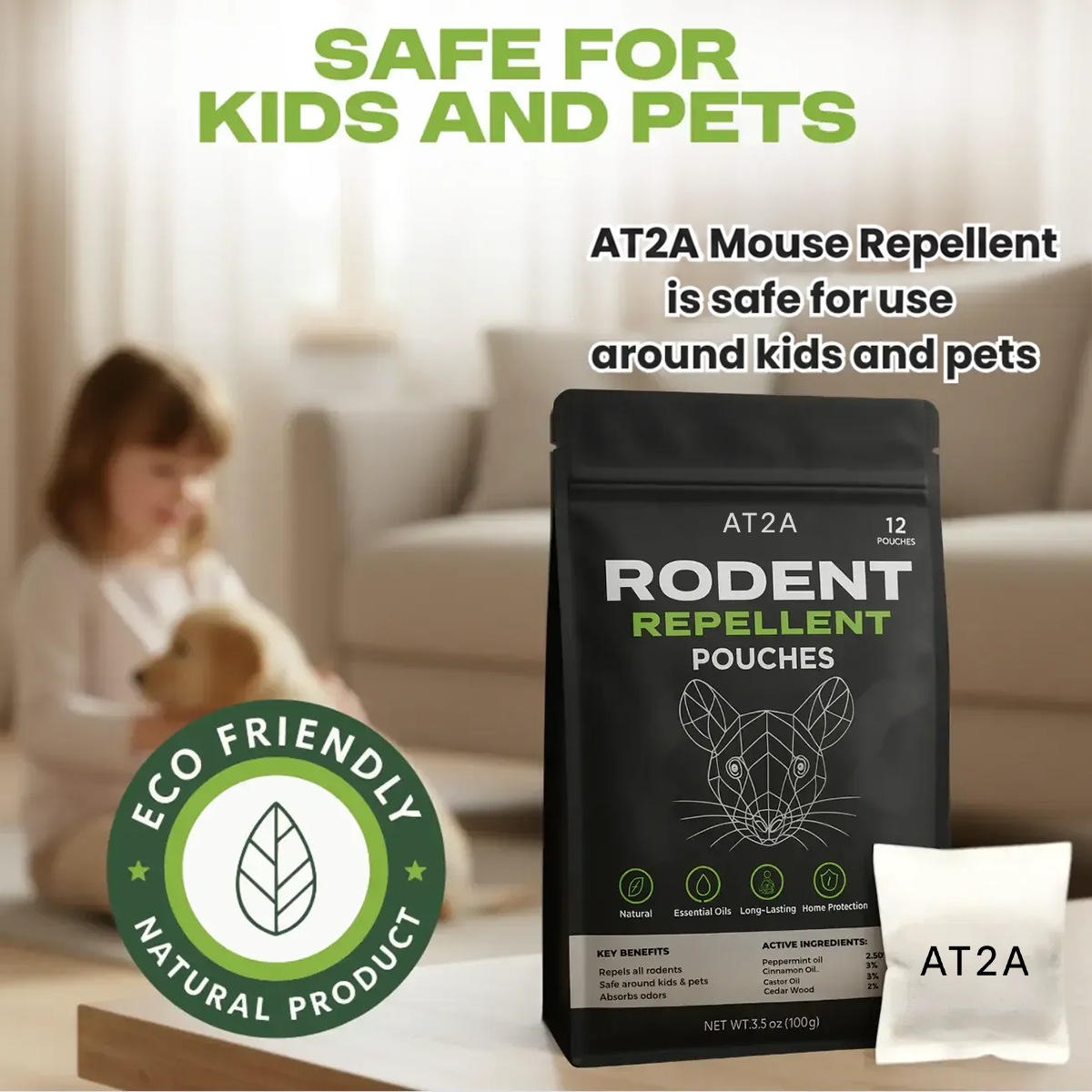AT2A product around children and pets